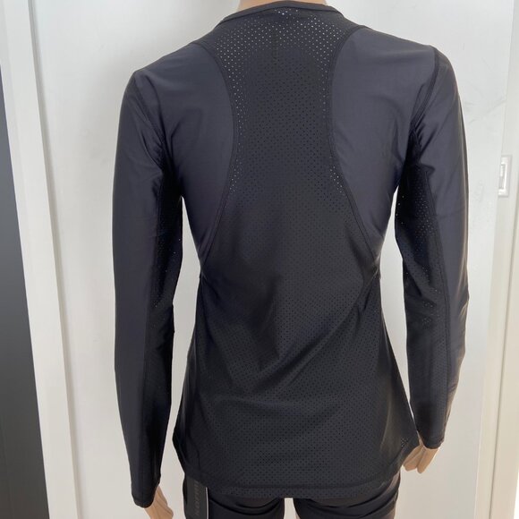 Karma Athletics Womens Black Long-Sleeve Perforated Activewear Top Size Small - Picture 4 of 16